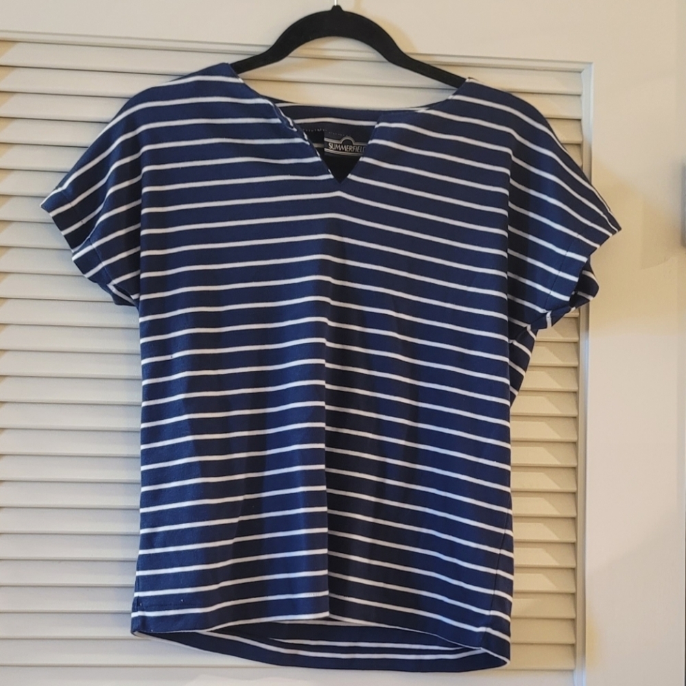 Summerfield - Navy & White Short-Sleeve Striped Top